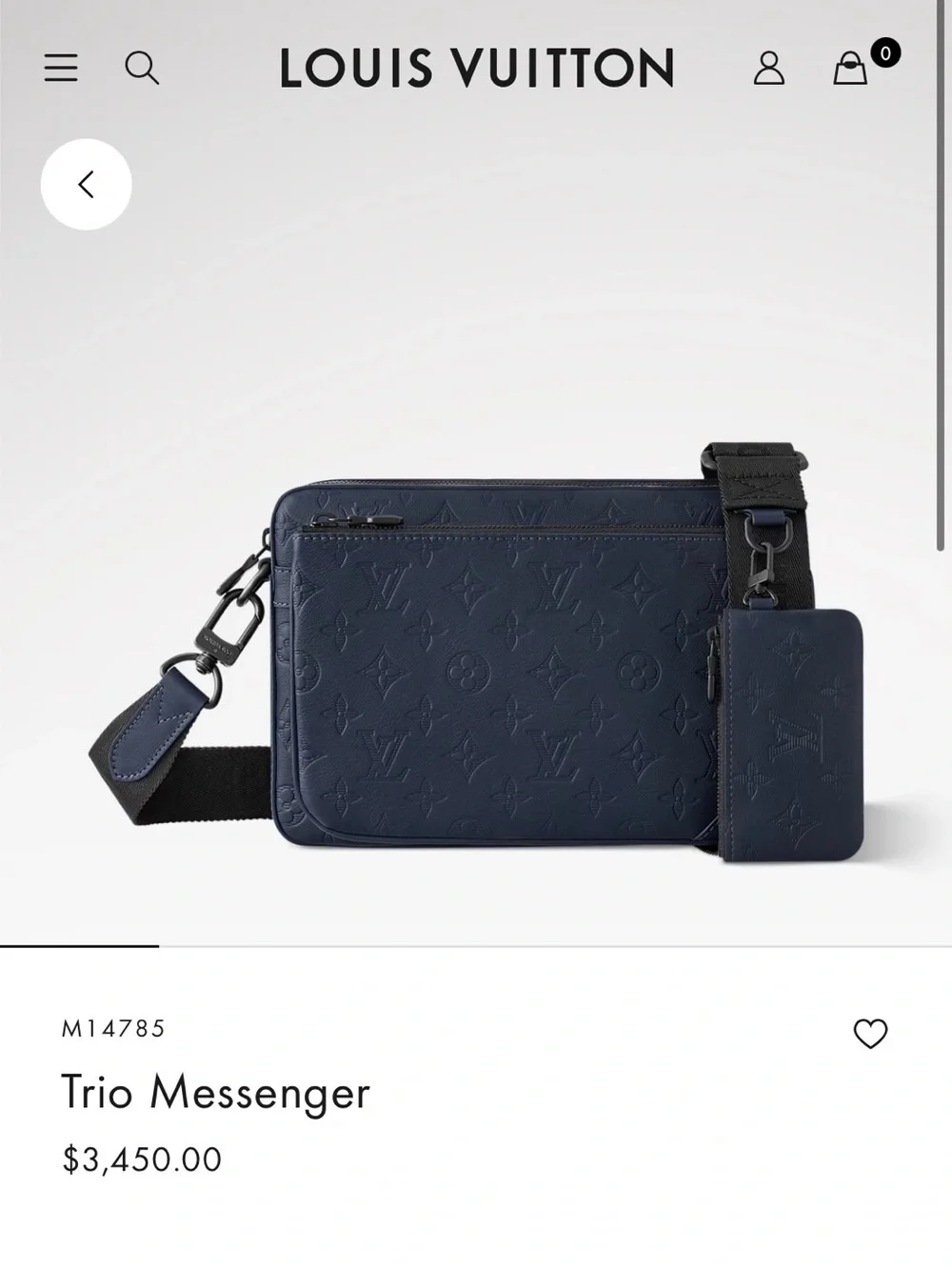Louis Vuitton M14785 Trio Messenger Navy blue Monogram Shadow